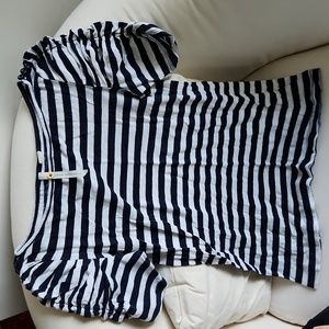 ANTHROPOLOGIE Petite blue striped shirt size XS ~ Little Yellow Button